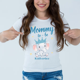 Schattigee blauwe olifant baby shower mama wordt m t-shirt