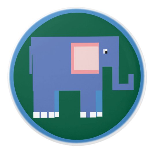 Schattigee blauwe olifant keramische knop (Voorkant)
