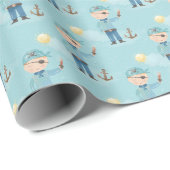 Schattigee Blauwe Piratenjongen Cadeaupapier (Rol Hoek)