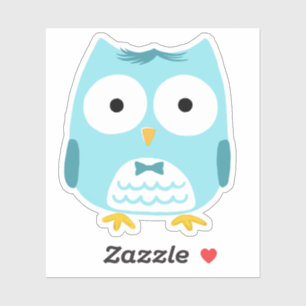 Schattigee Blauwe Uil Dragen Bow Stropdas Funny Ow Sticker