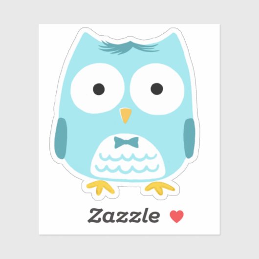 Schattigee Blauwe Uil Dragen Bow Stropdas Funny Ow Sticker (Vel)