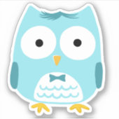 Schattigee Blauwe Uil Dragen Bow Stropdas Funny Ow Sticker (Voorkant)