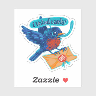 Schattigee Blauwe Vogel Ik heb Sticker gestemd