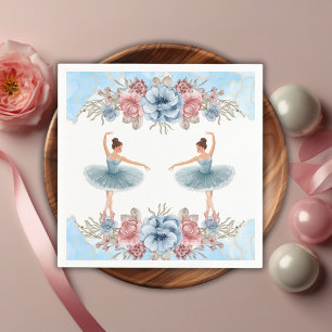 Schattigee Blauwe Waterverf Bloemen Ballerina Baby Servet
