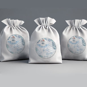 Schattigee Blauwe Waterverf Groen Olifant Baby sho Ronde Sticker