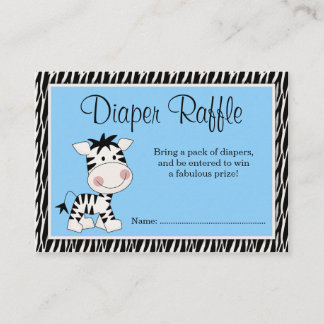 Schattigee Blauwe Zebra Baby shower Luier Raffle Informatiekaartje