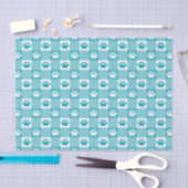 Schattigee Blauwgroen Gingham met Paw Prints Tissuepapier (Craft)