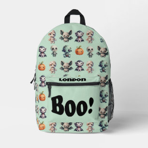 Schattigee Blauwgroen Kinder Haak Halloween Monste Bedrukte Rugzak