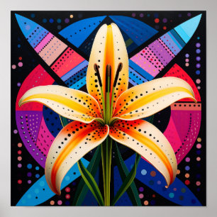 Schattigee Bloem in Abstracte Vormen Lily Poster