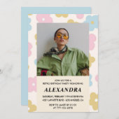 Schattigee Bloemen 32e verjaardagsuitnodiging Retr Kaart (Voorkant / Achterkant)