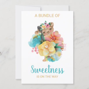 *~* Schattigee Bloemen Beer Baby shower Uitnodigin Kaart