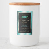 Schattigee Bloemen Blauwgroen Zwart Product Labels Voedselcontainer Etiket (Voorkant)