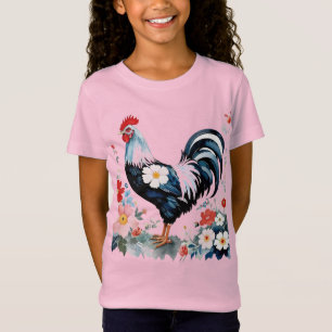 Schattigee Bloemen Boerderij Kip T-shirt