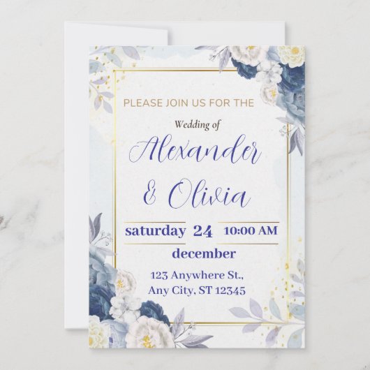 Schattigee bloemen bruiloft uitnodigingen, huwelij save the date (Voorkant)