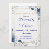 Schattigee bloemen bruiloft uitnodigingen, huwelij save the date (Voorkant / Achterkant)