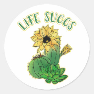 Schattigee Bloemen en Cacti Succulent Gag Ronde Sticker