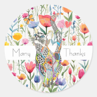 Schattigee Bloemen Kat Dank u Stickers