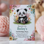 Schattigee Bloemen Kinder Panda 2e Verjaardagsfees Kaart