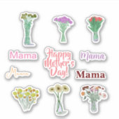 Schattigee Bloemen Moederdag Stickers +Mama Namen (Voorkant)