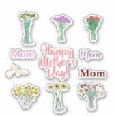 Schattigee Bloemen Moederdag Stickers +Moeder Name (Voorkant)