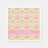 Schattigee Bloemen Paddestoel Patroon Cream Kids V Servet (Voorkant)