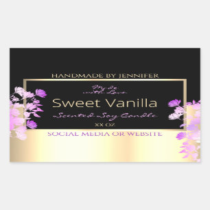 Schattigee Bloemen Product Verpakkingsetiketten Zw Rechthoekige Sticker