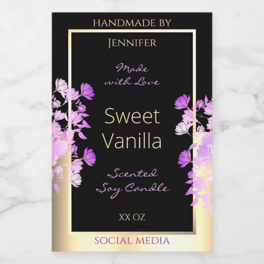 Schattigee Bloemen Product Verpakkingsetiketten Zw Voedselcontainer Etiket (Enkel label)