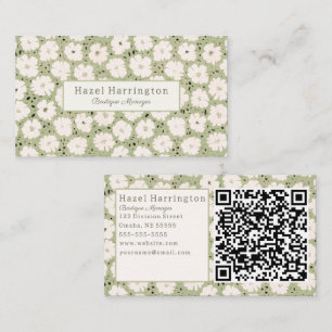 Schattigee Bloemen QR Code Visitekaartjes Whimsy