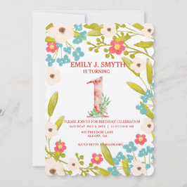 Schattigee Bloemen Verjaardagsfeestuitnodiging voo Kaart