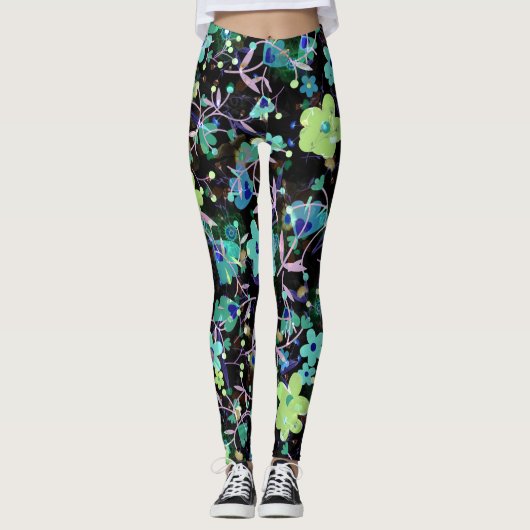 Schattigee bloemen - Waterverf Leggings (Voorkant)