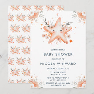 Schattigee bloemen zeester Baby shower Kaart