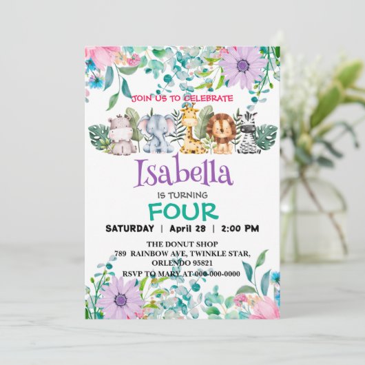 Schattigee Bloemendierentuin oerwoud Dieren Verjaa Kaart (Staand voorkant)