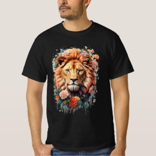 Schattigee bloemenleeuw op zomerbloemenleeuw T-shi T-shirt