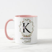 Schattigee bloemenletter K Monogram Mok (Links)