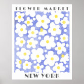 Schattigee Bloemenmarkt Retro Daisy Geel Blauw Poster (Voorkant)