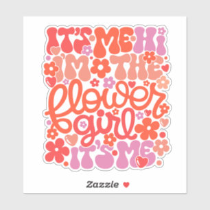 Schattigee Bloemenmeisje bruiloft "Hi It's Me" Sti Sticker