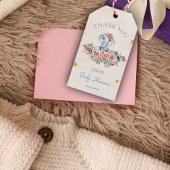 Schattigee bloemenolifant dank u Baby shower Cadeaulabel