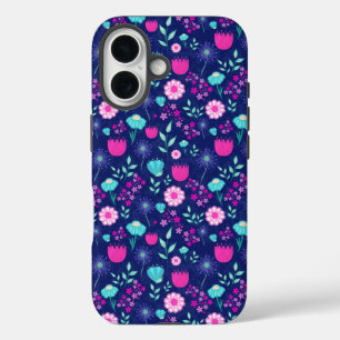 Schattigee bloemenpatroon achtergrond iPhone 16 hoesje