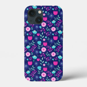 Schattigee bloemenpatroon achtergrond iPhone 13 mini hoesje