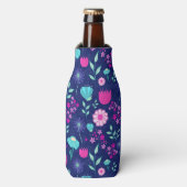 Schattigee bloemenpatroon achtergrond flesjeskoeler (Fles Voorkant)