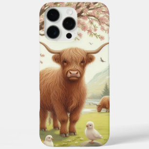 Schattigee, bloemenrijke / voorjaar Highland koe iPhone 16 Pro Max Hoesje