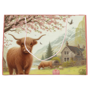 Schattigee, bloemenrijke / voorjaar Highland koe Groot Cadeauzakje
