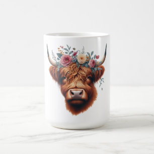 Schattigee, bloemenrijke / voorjaar Highland koe Koffiemok