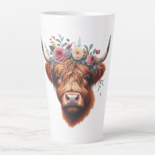 Schattigee, bloemenrijke / voorjaar Highland koe Latte Mok