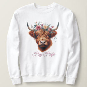 Schattigee, bloemenrijke / voorjaar Highland koe Trui
