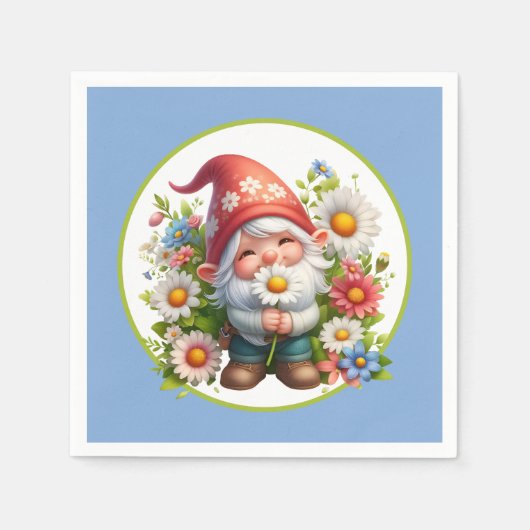 Schattigee bloementuin party gnoom servet (Voorkant)