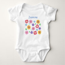 Schattigee bloementuin Zachte kleuren Baby Bodysui