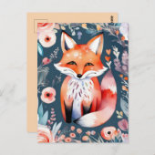 Schattigee bloemenvos briefkaart (Voorkant / Achterkant)