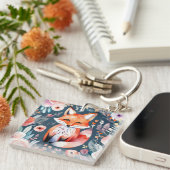 Schattigee bloemenvos sleutelhanger (Voorkant Rechts)