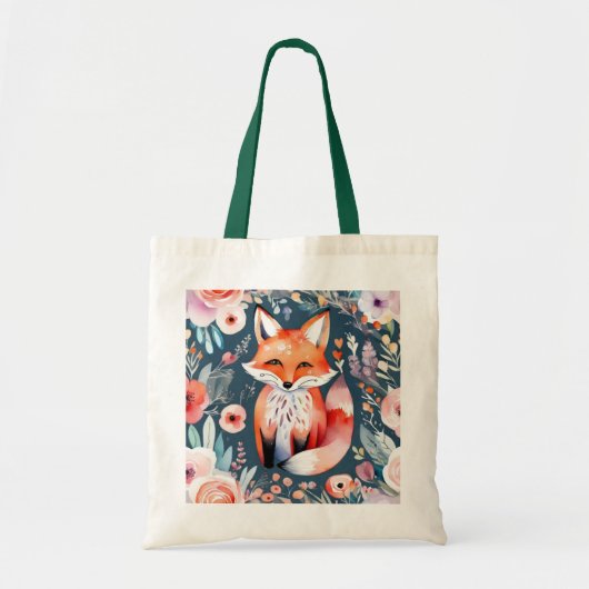 Schattigee bloemenvos tote bag (Voorkant)
